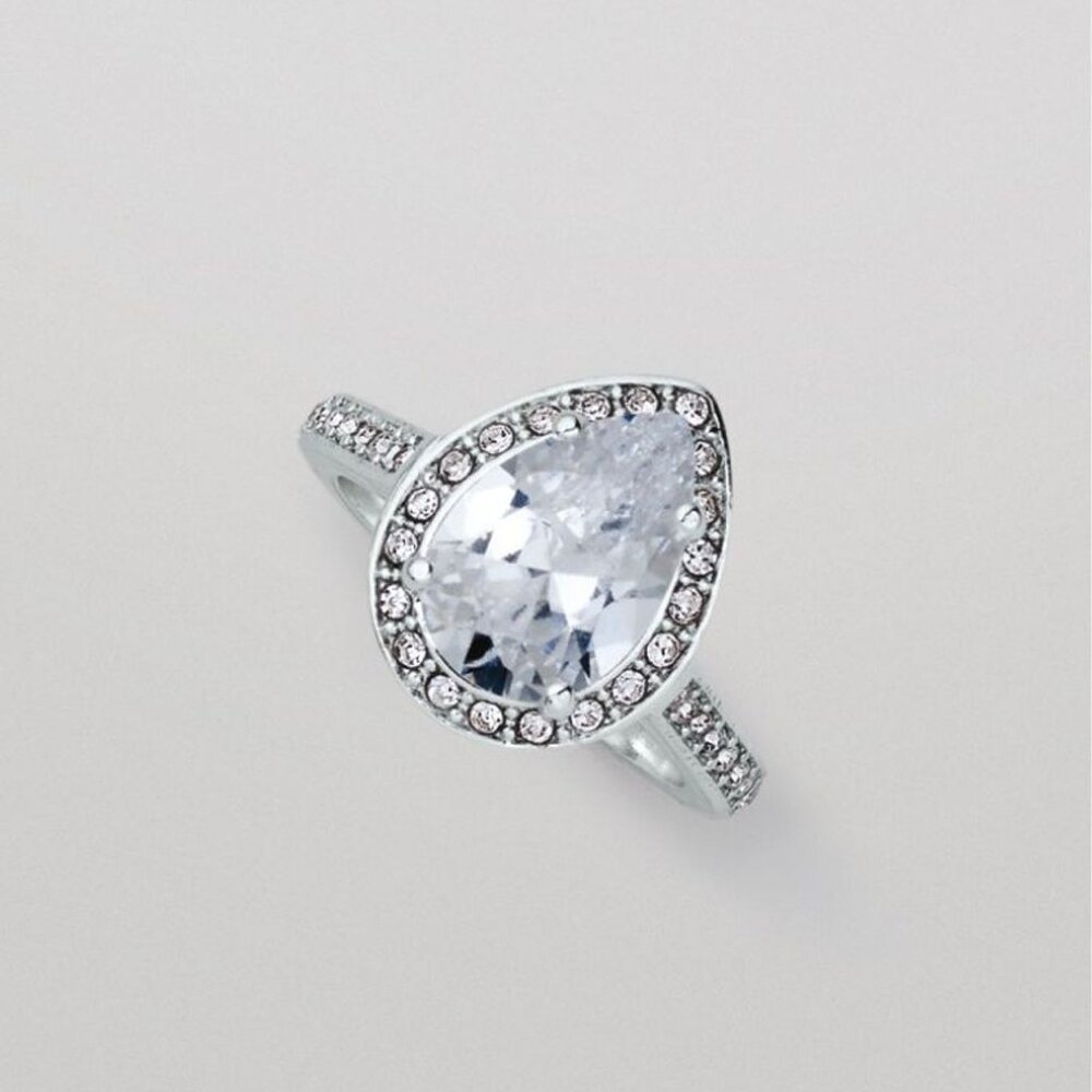 Avon Cubic Zirconia Halo Teardrop Cocktail Ring - Size 9